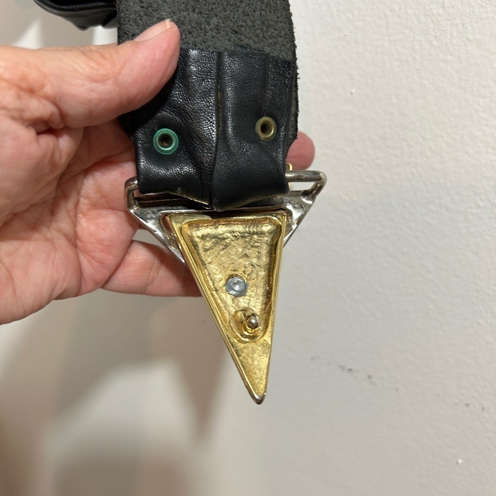 Black leather belt size S/M - Picture 3 of 7